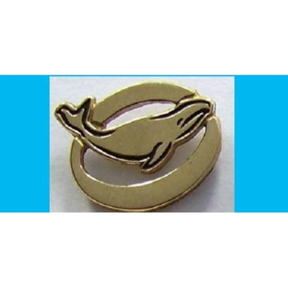 Save the Whales ,Small Gold-tone Whale Lapel Pin